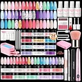 AZUREBEAUTY Dip Powder Nail Kit with Electric Nail Drill 24 Colors Spring Summer Macarons Purple Pink Nail Starter Kit with Dip Liquids Base Top Coat Activator Portable French Art Essential Easter Set