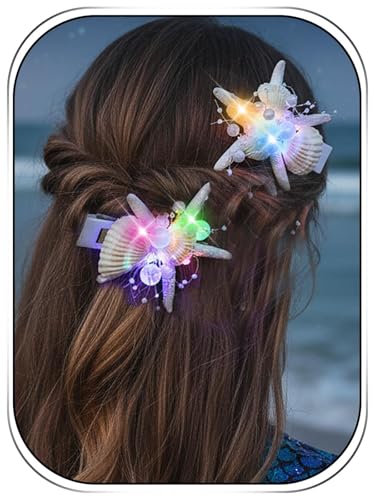 Pinzas para el pelo de estrella de mar luminosa Woeoe para fiestas de playa