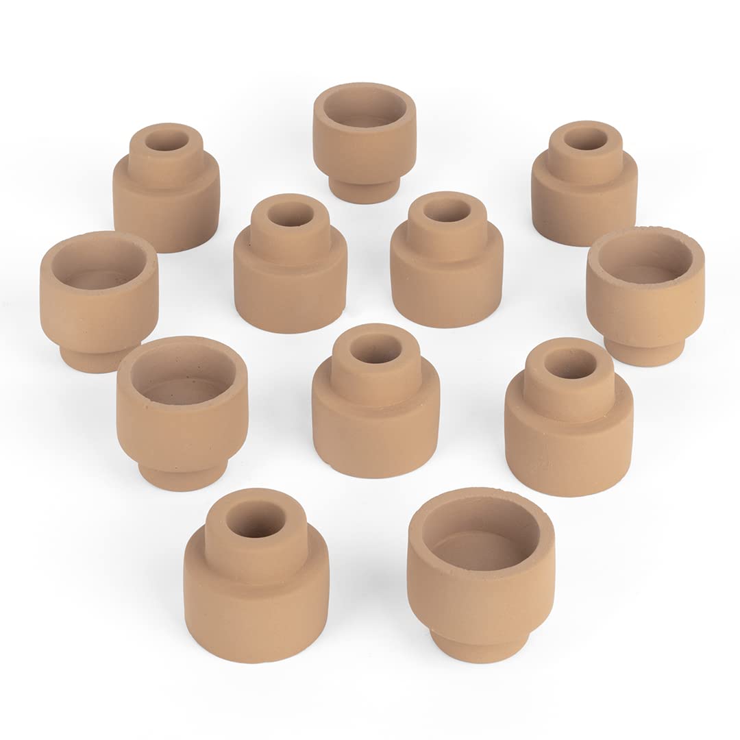 Koyal WholesaleMatte Terracotta Ceramic Reversible Candle Holder, Tall Candle Holders & Large Candle Holders, Set of 12