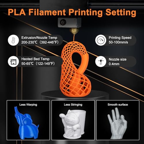 Image of Kretrum PLA 3D Printing Filament 1.75 mm Dimensional Accuracy + /- 0.2 mm 1 KG 2.2 LBS Cardboard Spool Refills for Most FDM 3D Printer fits Bambu Creality FlashForge Anycubic ELEGOO etc. Orange