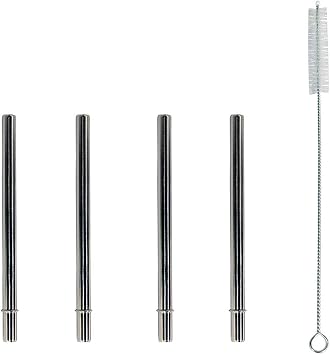 Extra Short 5" Safer Stainless Steel Straws for 12oz Thermos Funtainer, Cocktails, Small Glasses or Cups 4 Pack + Cleaning Brush