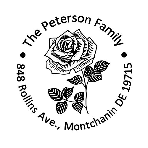 Custom Address Stamp Flower Rose Leaf Return Flash Stampers For Card Making Holiday Gift Circular Diameter 1.65Inch #TOP10