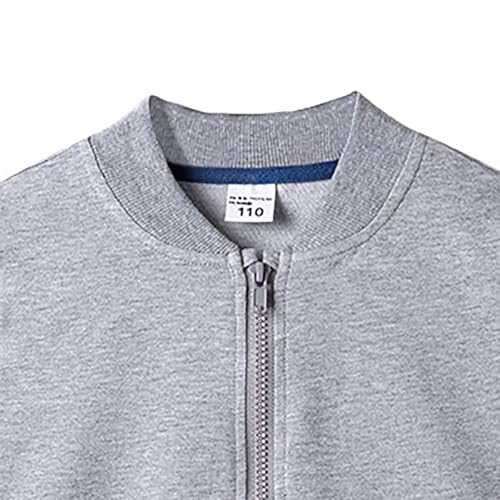 LittleSpring Neutral Boys Girls Baseball Jackets Kids Zip Up School Varsity Sweatshirt2