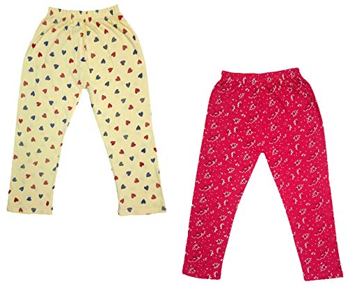 Image of IndiWeaves Girls Printed Cotton Capri Pants for Summer (Magenta1,Yellow, 8-9 Years) Pack of 2