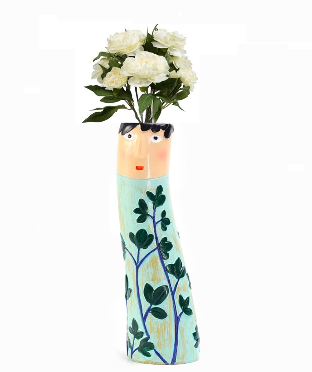 Décoration d'étagère : vase familial de printemps en résine