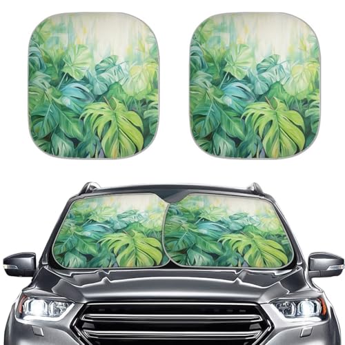 Image of Palm Leaf Sun Shade for Car Windshield Foldable Front Windshield Shade for Sun Auto Vehicle Shield Reflector Blocking Screen Cover Fit Car Front Window for Trucks SUV Van