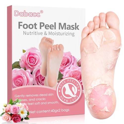Dabacc Foot Peel Mask, 2 Pairs Moisturizing and Exfoliating Foot Peeling Mask for Men & Women, Callus Remover & Dry Dead Skin, Cracked Heels Remover for Feet- Rose