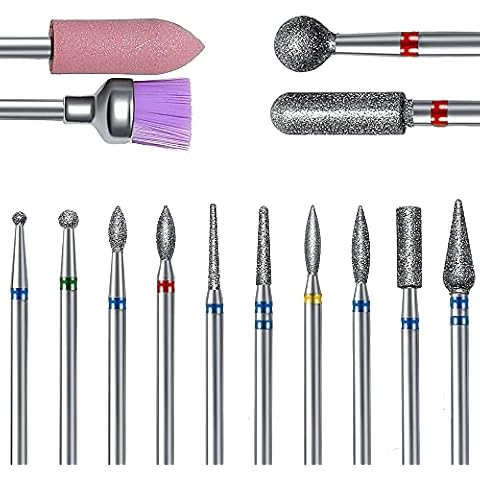 ERUIKA 14pcs Nail Drill Bits Set, Professional Rotary Burrs Diamond Cuticle Remover Bits Kit, 3/32" Electric Manicure Nail File Bit for Acrylic Gel Nails Cuticle Manicure Cover