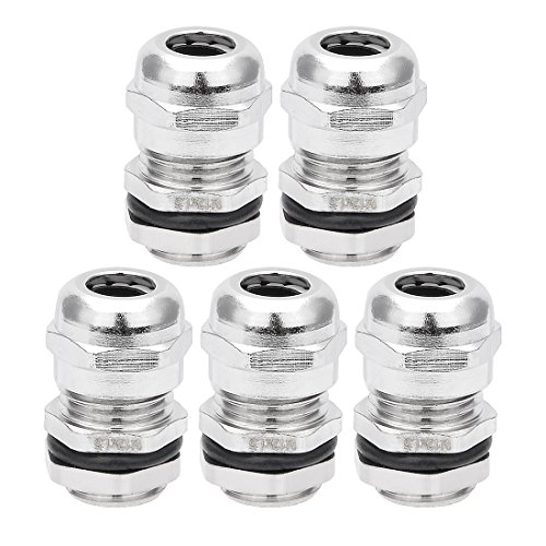 Uxcell Cable Gland M12 Metal Waterproof Cable Glands Joints Adjustable Connector For 3-6.5Mm Dia Wire Range With Rubber Seal, Pack Of 5 #TOP19