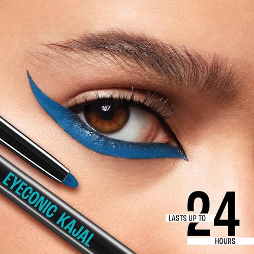 Image of LAKME Eyeconic Pencil Matte Midnight Blue (0.35G) & Insta Gel Eye Liner Black (9ml) - Semi-Matte, Water Resistant, Long-Lasting