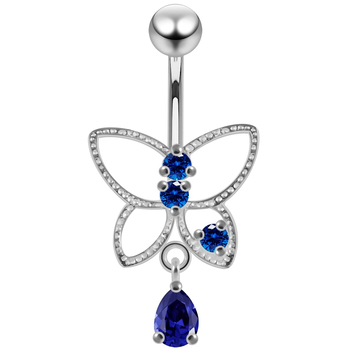 MONSTER PIERCINGPiercing para el ombligo de plata de ley 925 con circonita cúbica recortada y mariposa