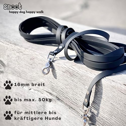 5m Schleppleine für große Hunde, wasserfeste Hundeleine Flachleine, Handschlaufe (optional), Trainingsleine, Schwarz