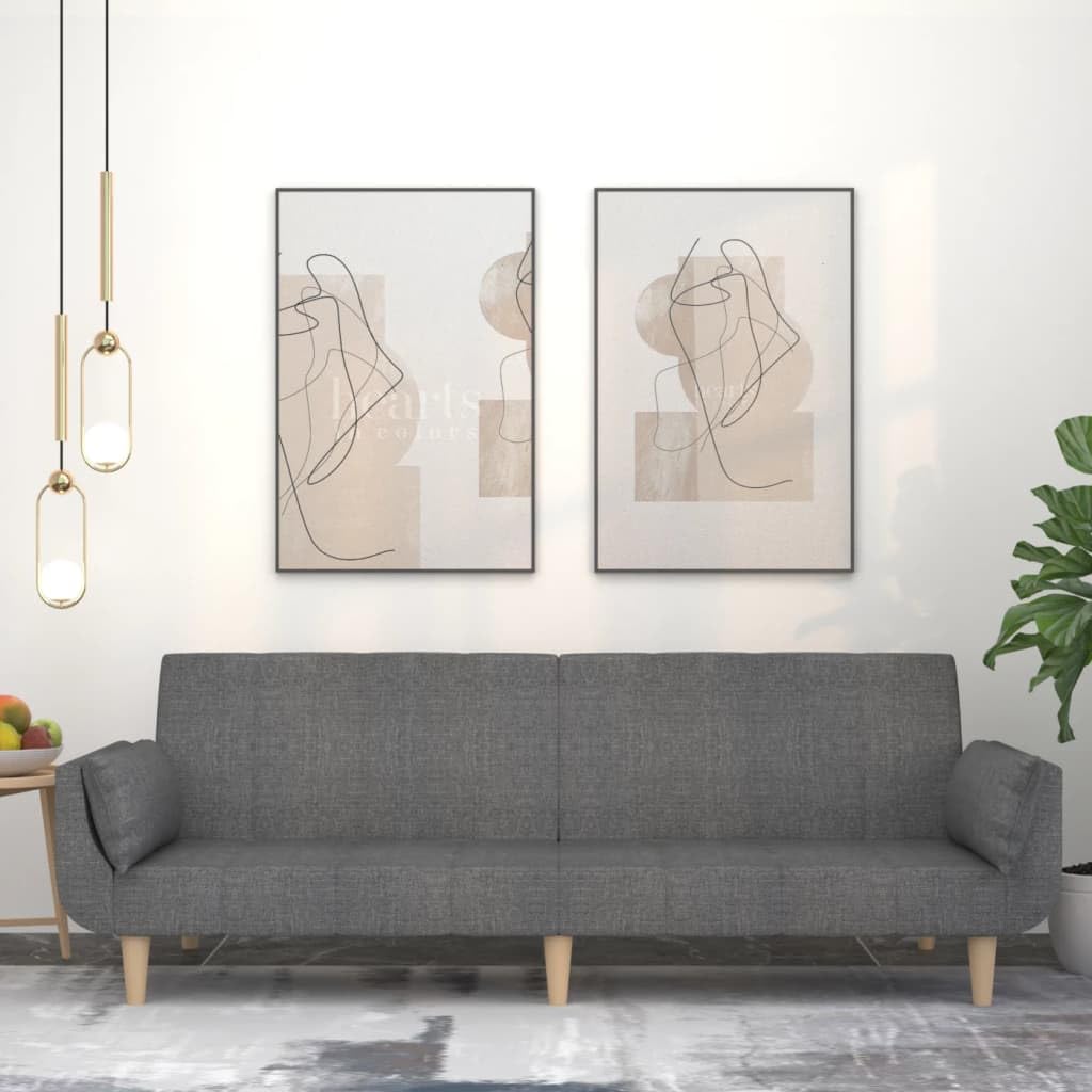 Sofá cama de 2 plazas, color gris claro, 220 x 84,5 x 69 cm, funda de tela de poliéster, sofá cama 2 en 1 con marco de madera, pequeño sofá cama para salón, dormitorio de invitados o