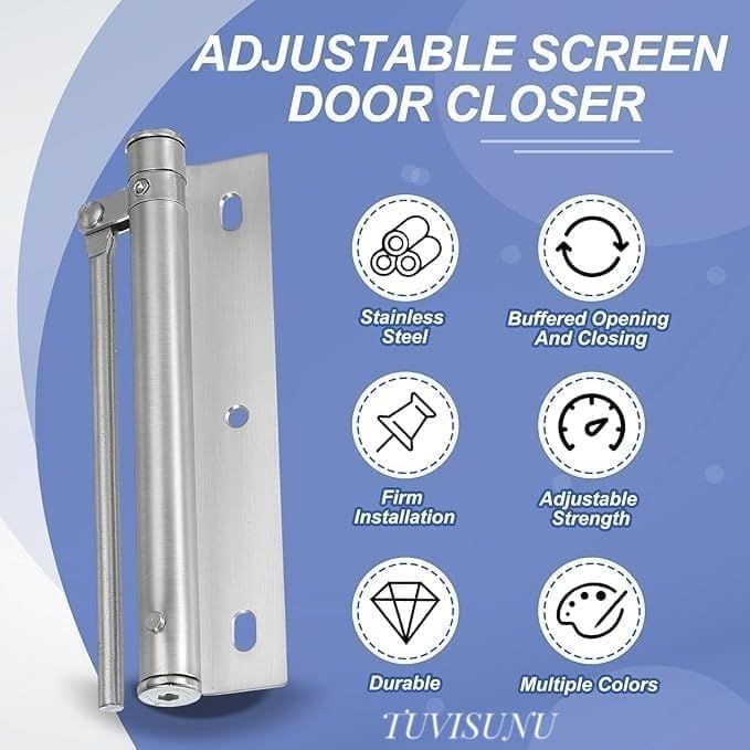 TUVISUNU Heavy‑Duty Adjustable Spring Door Closer – Automatic Soft‑Close Storm Door Safety Closer with Allen Key & Mounting Screws for Home & Commercial Use 4