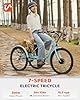 Viribus Electric Tricycle for Adults, Electric Trike 24 inch 350W(Peak 700W) with 468Wh Removable Battery, 3 Wheel Electric Bike for Seniors, Motorized Adult Tricycle 7 Speed, E Trike 330 lb. Aqua #1