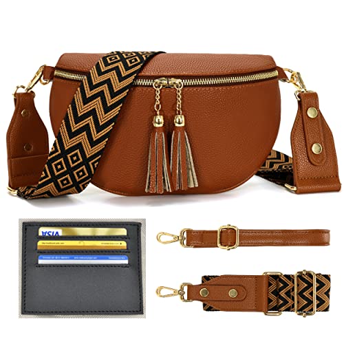 YISUOHOOM Kleine Umhängetasche Damen Leder Crossbody Bag Damen Breiter...