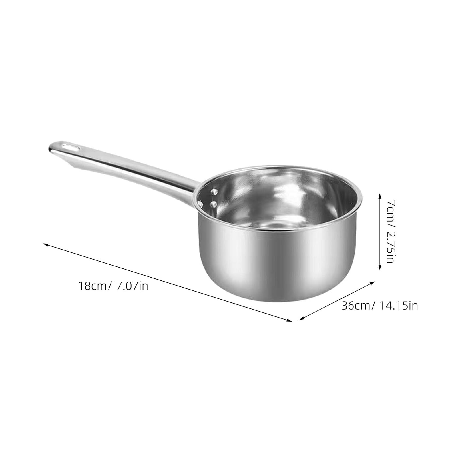 Yardwe Louche à eau en acier inoxydable à long manche pour la cuisine et la salle de bain (18 cm)