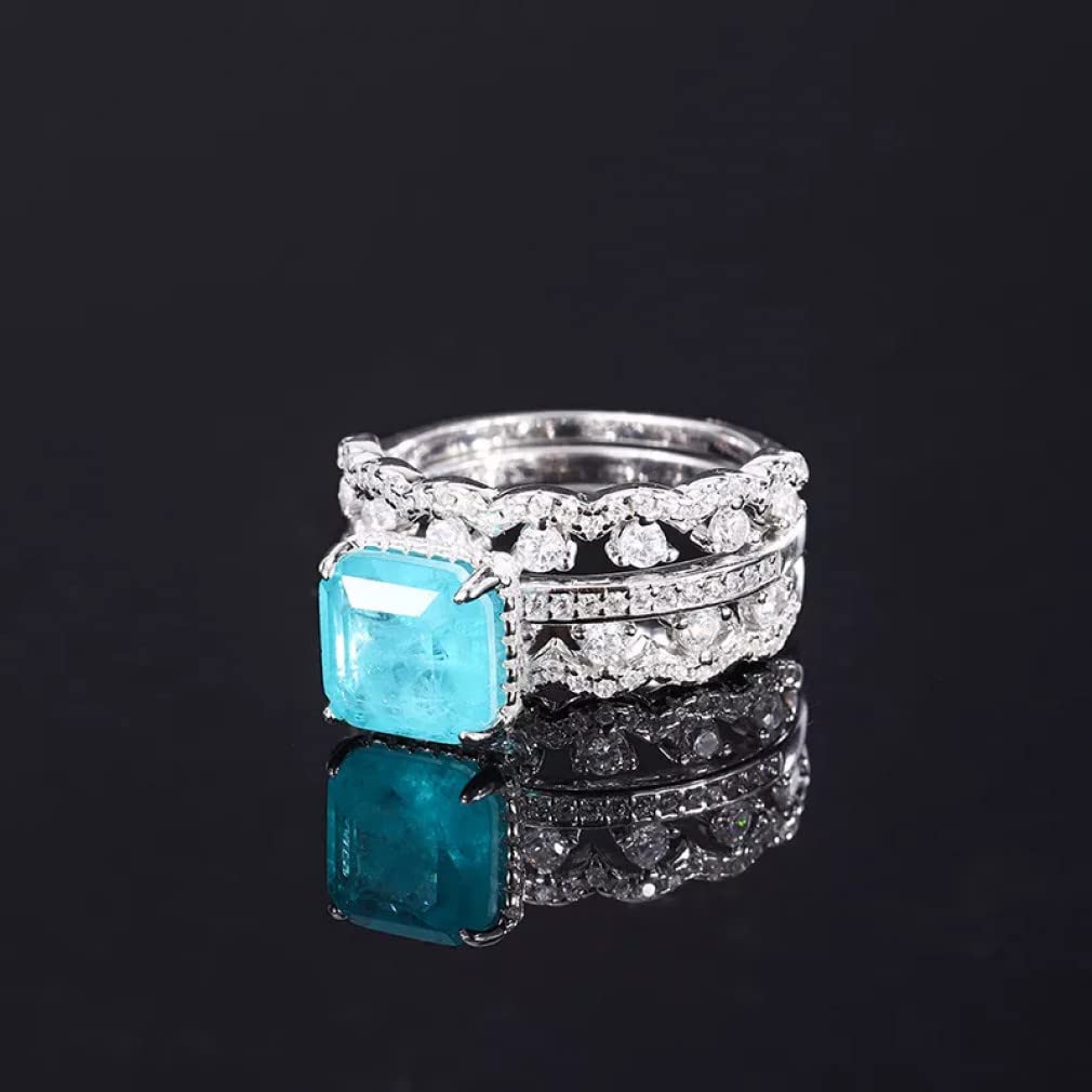 Drabiny składane, Pierścionki z diamentami z włókna węglowego 925 8 * 8 mm dla kobiet, lśniąca biżuteria ślubna, prezenty walentynkowe(11)
