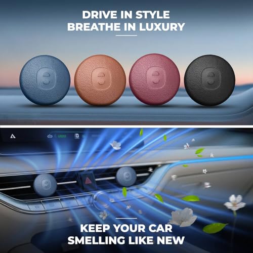 Image of Keyzone Premium Leather Key Cover & AC Vent Car Perfume Combo (4 Fragrances) | Compatible for Suzuki Victoris, Dzire, Ertiga 3 Button Smart Key. (Blue)
