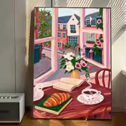 Affiche croissant et café pour une déco de cuisine chaleureuse 40x60 cm