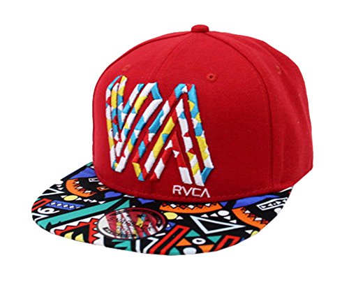 Doture Mens Fashion VA Muliticor Print 6 Panel Street Dancing Hat Baseball Cap Red
