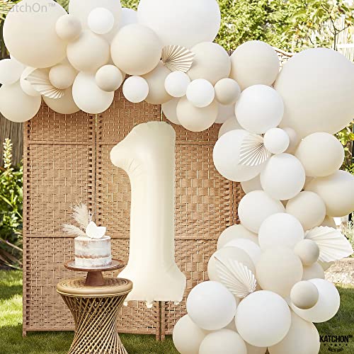 Image of KatchOn, Beige Number 1 Balloon 40 Inch, Happy Birthday Number Balloon | Number 1 Balloon, Reusable Foil Number Balloons for Birthday Decorations, 1st Anniversary Decor and Celebrations