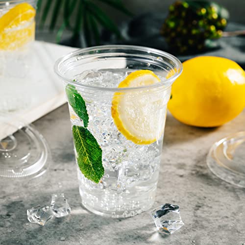 Lullaby 200Pcs 12Oz Plastic Cups With Lids, Clear Cups With Lids, Disposable Cups To Go Cups For Daily Use, Party And Wedding #TOP5