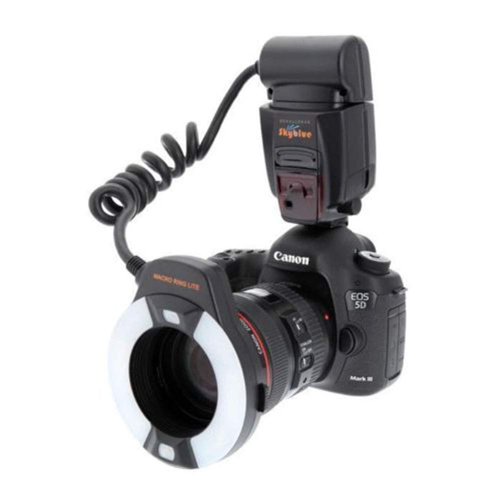 Meike MK-14EXT LED E-TTL Macro Anillo Flash para Canon 5D II III 6D 7D 60D 70D 700D SLR Cámara con 7 Anillo Adaptador