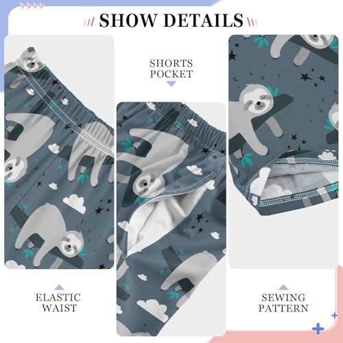 ZZXXB Sleeping Sloth Cloud Boys Long Pants Soft Trousers Elastic Waist Kids Lounge Bottoms with Pockets S-XL4