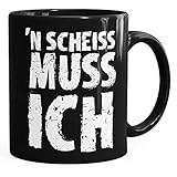MoonWorks Kaffee-Tasse Einen Scheiß muß ich Spruch-Tasse Teetasse mit Spruch einfarbig schwarz Unisize