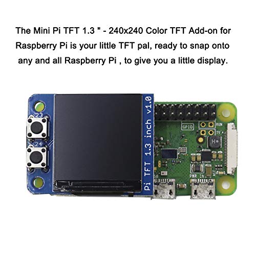 Image of Mini PiTFT 1.3 inch LCD Display 240x240 TFT Add-on for Raspberry Pi 3.3V SPI ST7789 3.3V SPI ST7789 Full Color