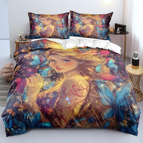 Parure de lit avec fermeture éclair pratique et motif papillon 3D - 2