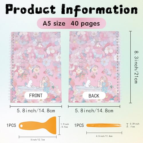 Miniatura 2 de Craspire Álbum De Colección De Pegatinas Reutilizables Tamaño A5 40 Hojas Papel Desprendible En Blanco Organizador De Pegatinas Libro Con Pinzas Rascador Cubierta De Flor De Cerezo Resistente Al Agua