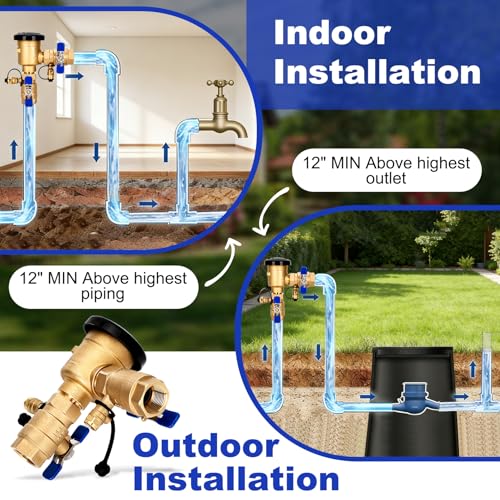 Image of UPGRADED 1 inch Pressure Vacuum Breaker Assembly, 400 PSI Max - Thickened Brass Backflow Preventer with Pre-Applied Sealant (No Teflon Tape Needed), Backflow Preventer Valve for Irrigation & Plumbing