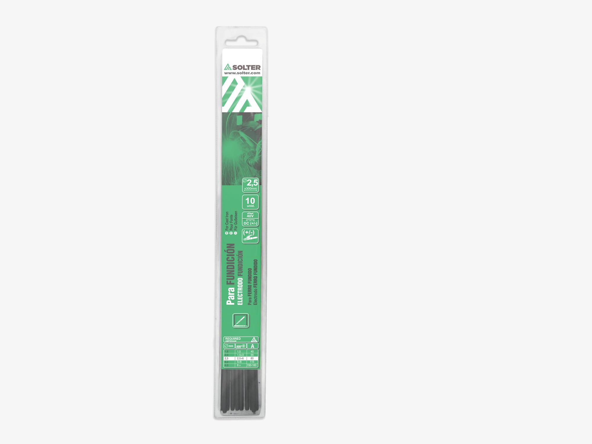 SOLTER 05976 Molten Electrodes Lite CL 2.5 x 300 mm Pack of 10)