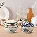 clothmile 4.5 Inch Japanese Retro Rice Bowls Set of 6 Japanese Style Hand-Painted Floral Plum Ceramic Bowls for Cereal, Soup, Dessert, Snack, Fruit, Salsa for Xmas Holiday Present