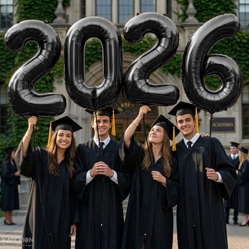 Image of Black 2026 Balloons 42 Inch, Giant - Black Graduation Decorations 2026, Foil Number 2026 Graduation Balloons Class of 2026 Decorations | Graduation Party Decorations | Prom Decorations 2026, Katchon