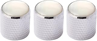 Generic 3 Pcs of Pack Iron Chrome Guitar Knob Silver with Pearl for Musical Lovers