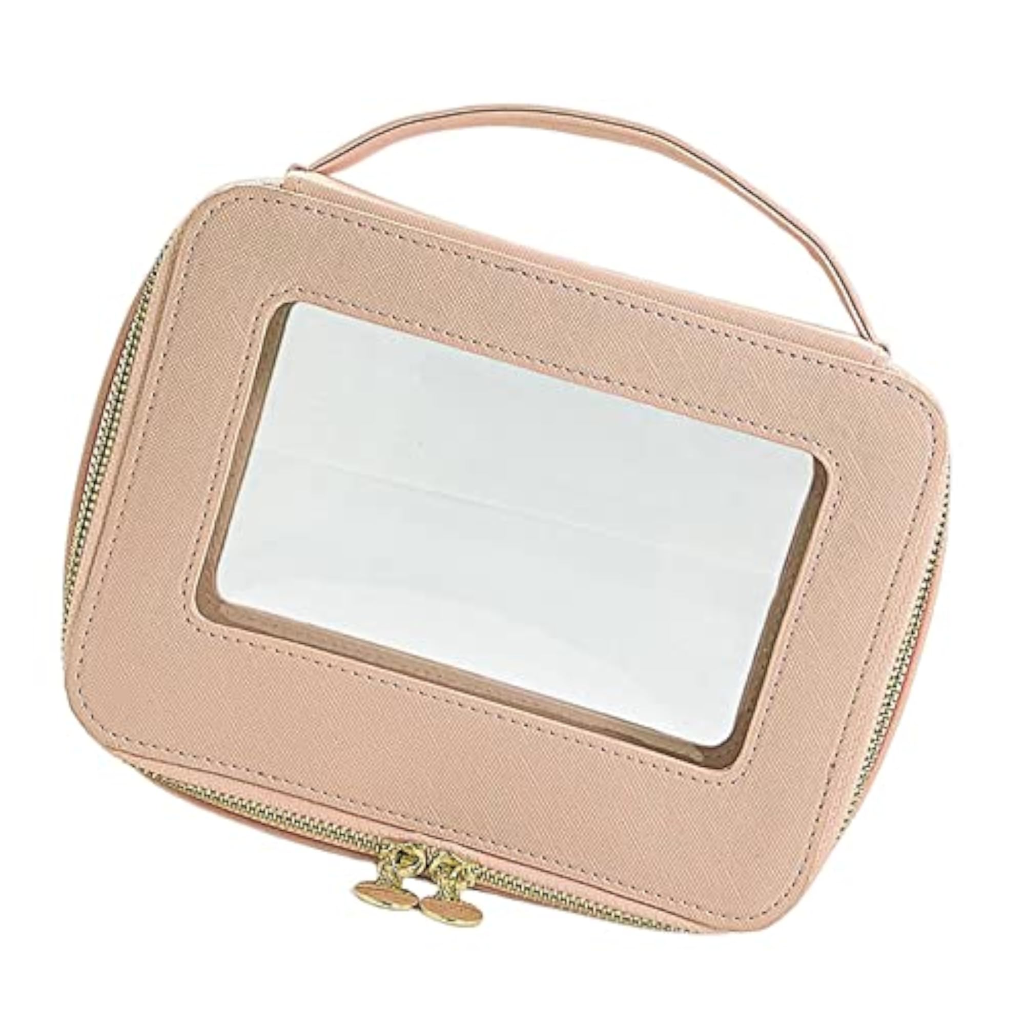 Travel Toiletry Case Double Zipper Container, Pink