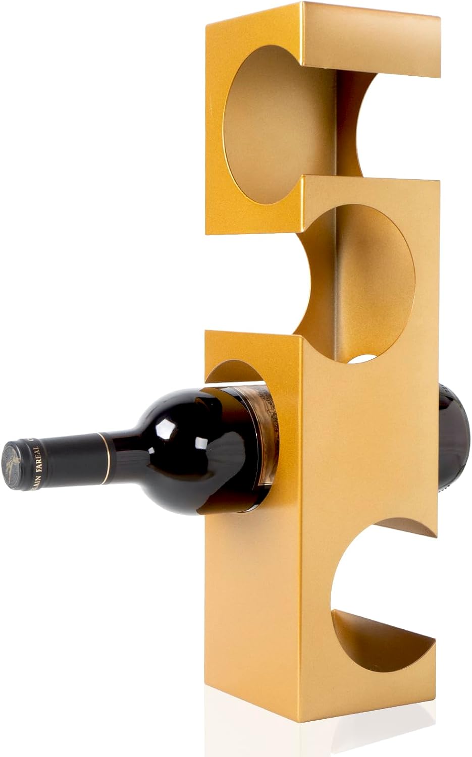 Wine Rack Countertop, Freestanding Creativity Modern Small Wine Holder, Tabletop Wine Stand for Kitchen Wine Bar Inside Cabinet, Pantry Decor-4 Bottle