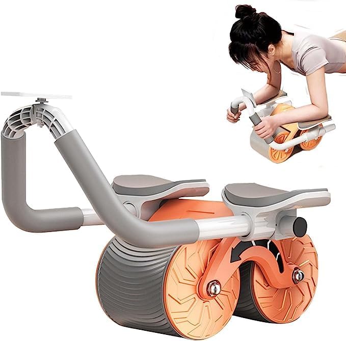 New Automatic Rebound Ab Abdominal Exercise Roller with Elbow Support and Timer, Automatic Rebound Abdominal Wheel Perfect Core Exercise Equipment for Home Workouts Gym Fitness