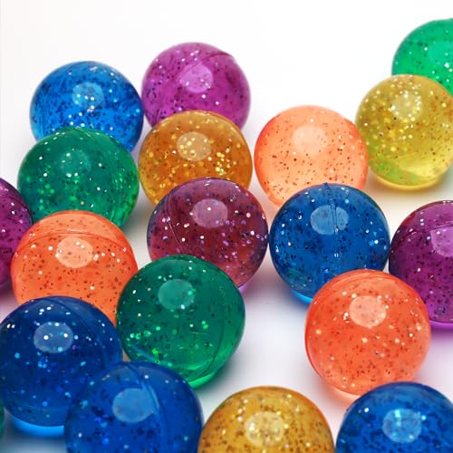 Entervending Bouncy Balls - Glitter Bounce Balls Bulk - Party Favors - Rubber Balls for Kids - Large Bouncy Ball 45 mm - Super Bouncy Balls Gift for Kids (12 pcs)