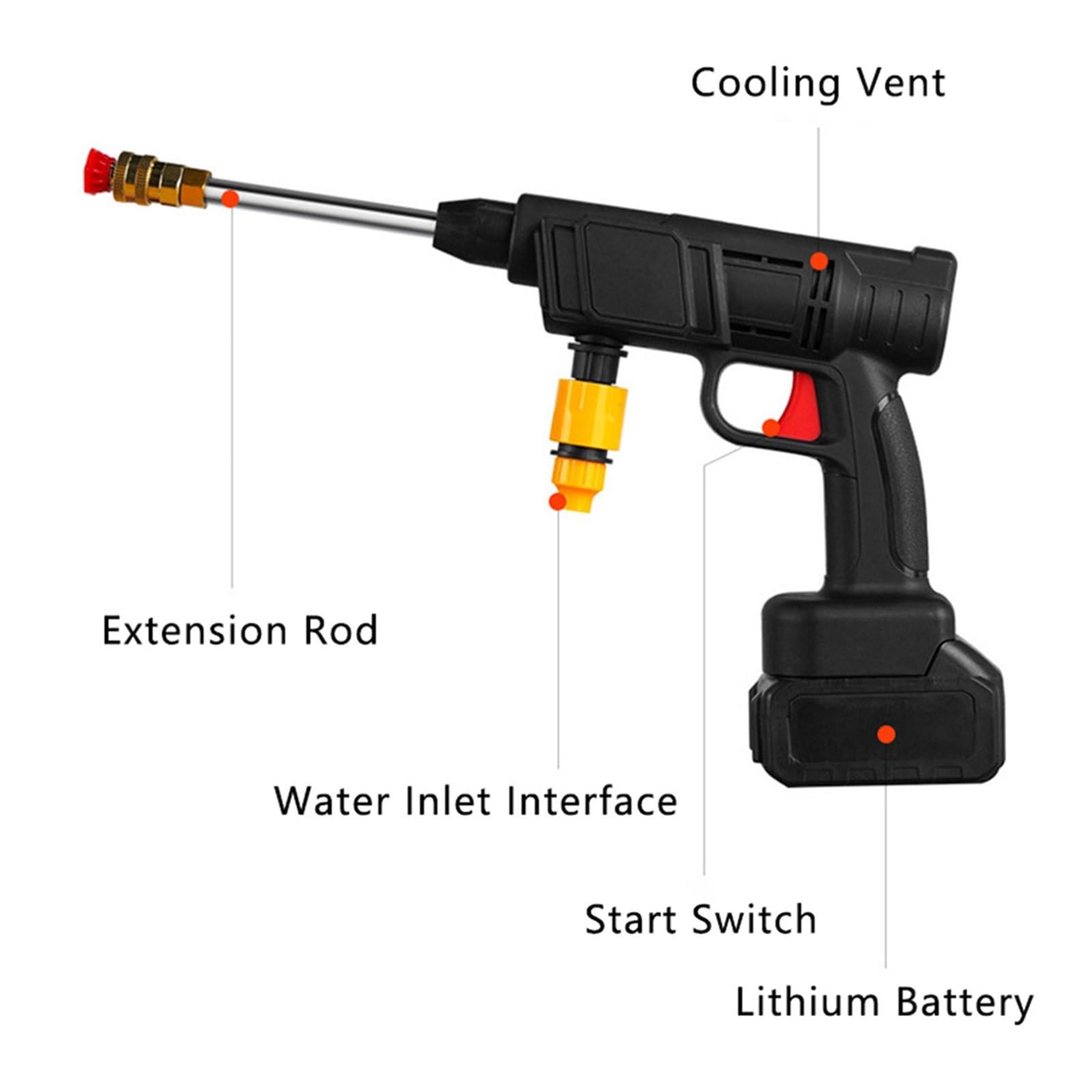 Limpiador De Alta Presión Inalámbrico 30BAR, Pistola Agua Pulverizada, Máquina Limpieza A For Lavado Coches, Dispositivo Automático por Pulverización Potente Chorro A PresióN