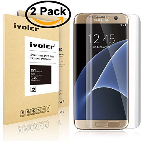 Galaxy S7 Edge Screen Protector [Full Coverage],iVoler [2-Pack] [3D Full Curved Edge] [No Bubble] [Ultra Clear] Premium PET Film Screen Protector for Samsung Galaxy S7 Edge,