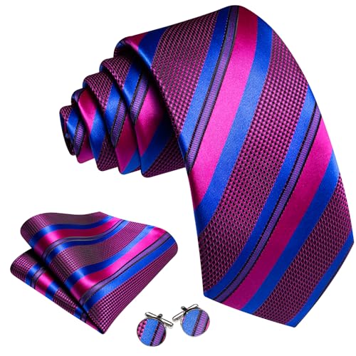 Image of Barry.Wang Mens Tie Set Plaid Check Neckties Formal Business Wedding Luxury Pocket Square Cufflinks