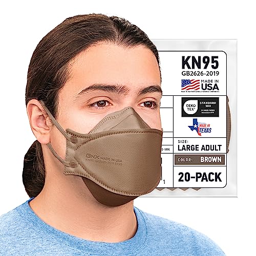 BNX 20-Pack KN95 Face Masks Disposable Particulate KN95 Mask Made in USA Tri-Fold Cup/Fish Style