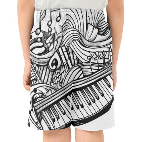 DOMIKING Music Graffiti Kids Shorts Pull-on Boys Shorts with Elastic Waist Casual Athletic Pants for Playwear Summer3