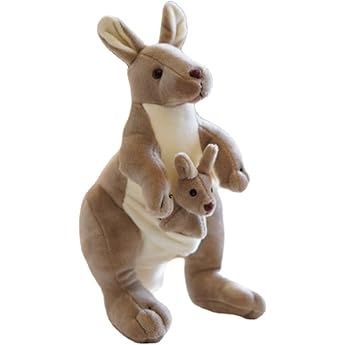 Sarah Duke Kangaroo Plush Toy Cute Cuddly Toy Mother and Child Kangaroo Fluffy Stuffed Toy Kangaroo for Cuddling Playing and Sleeping 28 cm