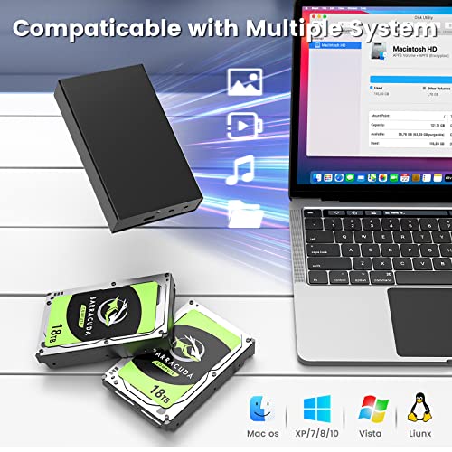 SAS to USB 3.0 Enclosure, SAS Hard Drive Adapter Reader Converter for 2.5/3.5inch SSD HDD,SAS Hard Disk Docking Station with 12V 2A Power Supply 10Gbps,Up to 18TB - Thumbnail 4