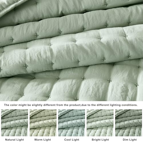 Image of WDCOZY Cloud Soft Quilt Set, Oversized King Size, Mist Sage, 116x106 inches
